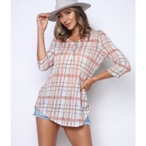 Boutique Style Plaid Light Top